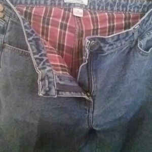 Flannel lined blue jeans